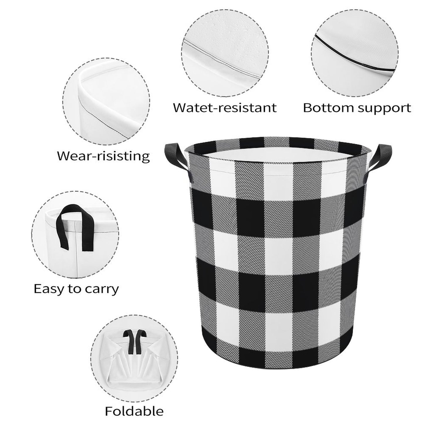 Collapsible Laundry Hamper- Farmhouse Buffalo Plaid