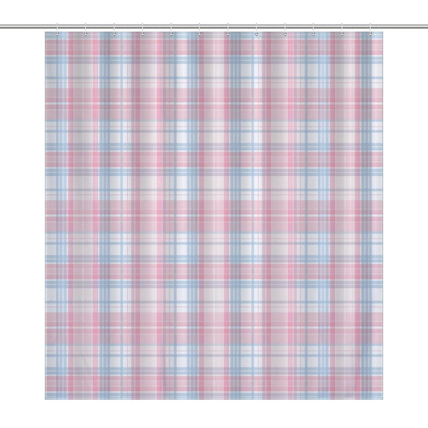 Lightweight Shower Curtain-Easter Plaid Pink Blue