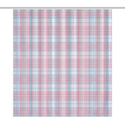 Lightweight Shower Curtain-Easter Plaid Pink Blue