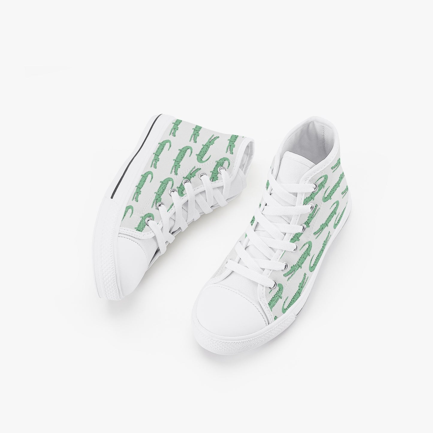 Boys Crocodile Green Kid’s High-Top Canvas Shoes