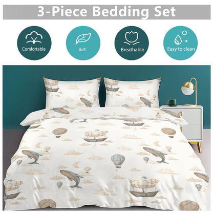 3-Piece Bedding Set-86"×70"/ 218×177cm (Dual-sidede Printing)