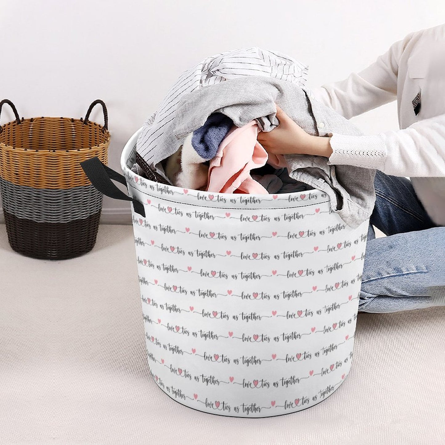 Collapsible Laundry Hamper- Valentine Love Ties