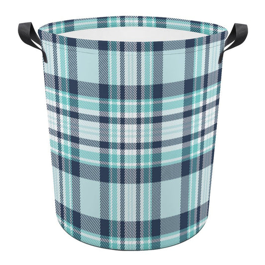 Collapsible Laundry Hamper-All The Blues Plaid