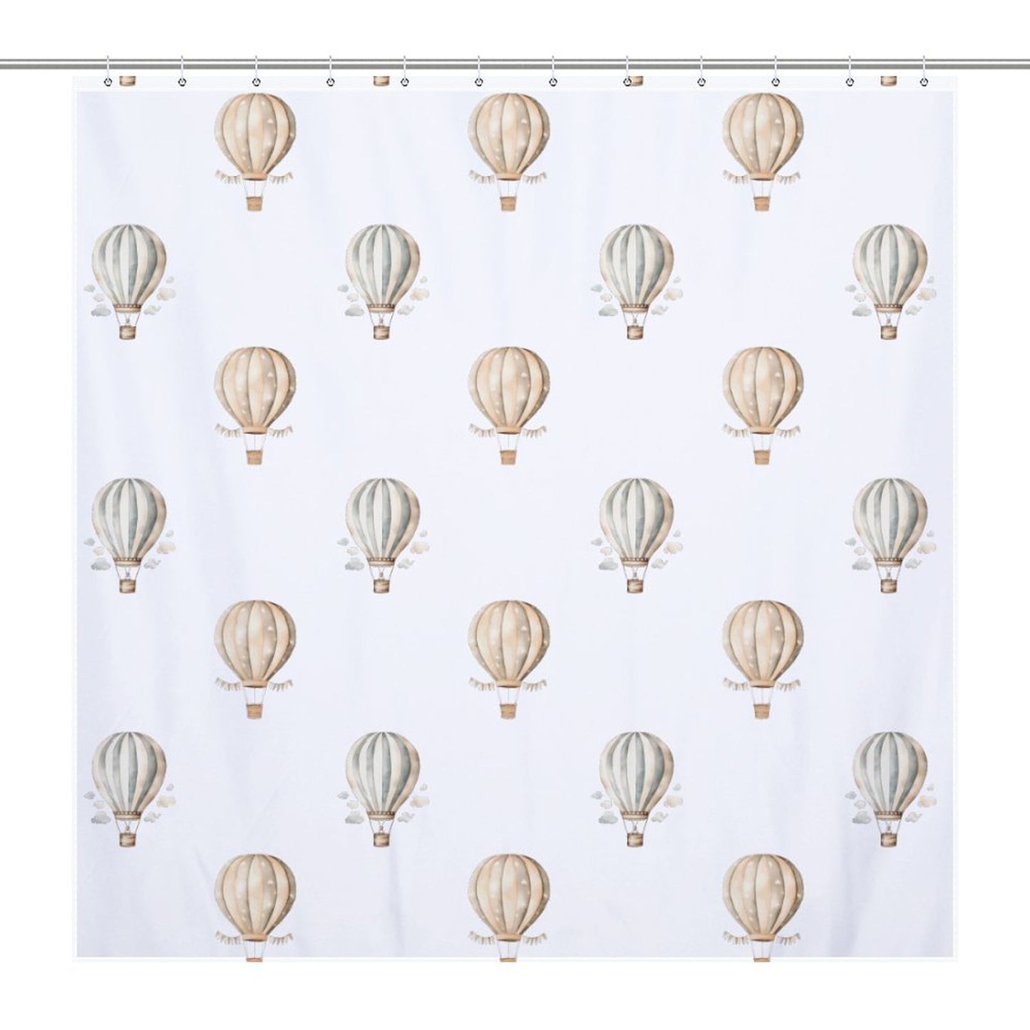 Lightweight Shower Curtain- Neutral Hot Air Balloons