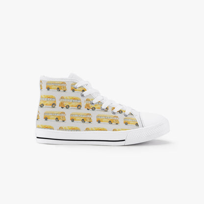 Unisex School Bus  Kid’s High-Top Canvas Shoes