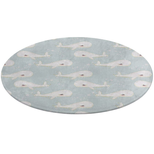 Round Plush Bath Mat- Beach Baby Whales