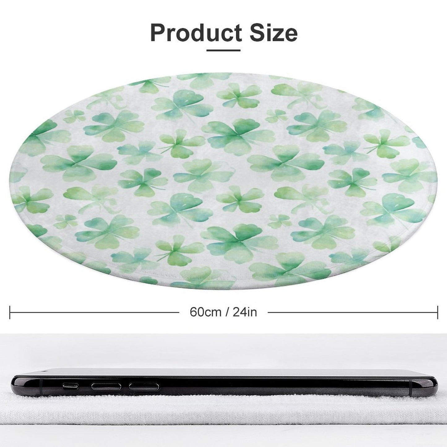 Round Bath Mat- Watercolor Clovers