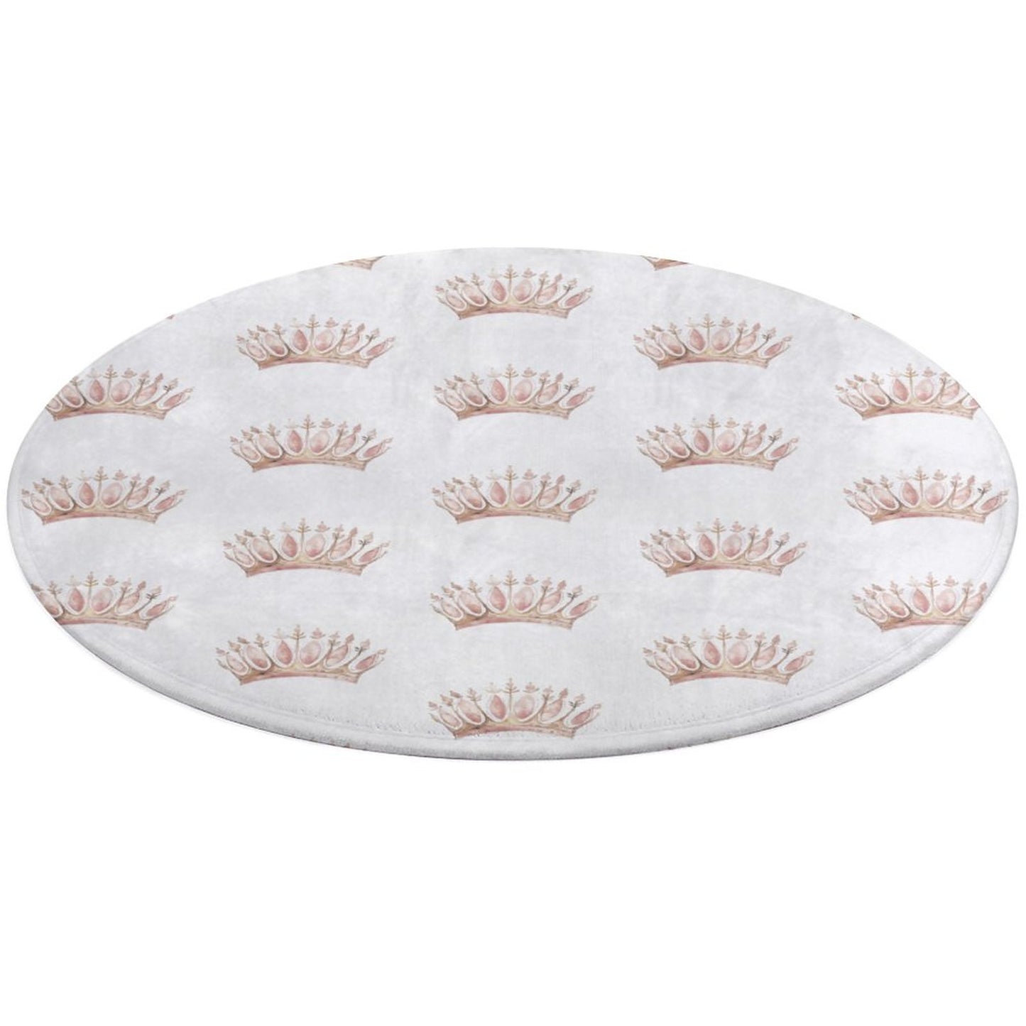 Round Bath Mat- Watercolor Pink Princess Crown