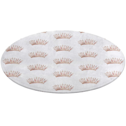 Round Bath Mat- Watercolor Pink Princess Crown