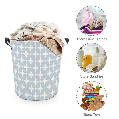 Collapsible Laundry Hamper- Blue Cream Boho