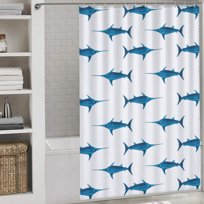 Lightweight Shower Curtain-Preppy Swordfish