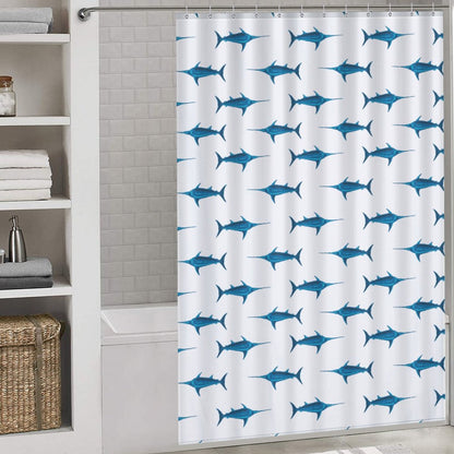 Lightweight Shower Curtain-Preppy Swordfish