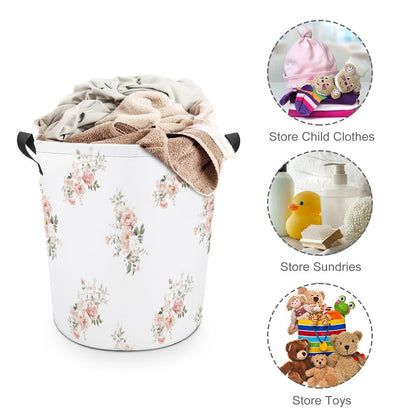 Collapsible Laundry Hamper-Elegant Coral Floral