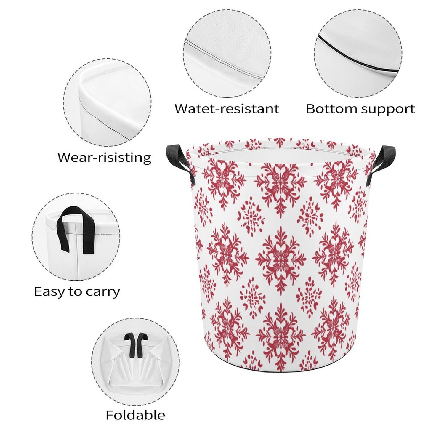 Collapsible Laundry Hamper- Elegant Snowflakes