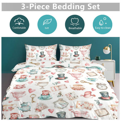 Watercolor Wonderland 3-Piece Bedding Set-86"×70" Twin Reversible Duvet Cover Set