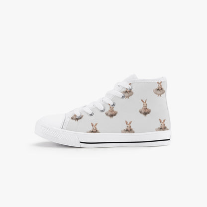 Girls Ballerina Bunnies Kid’s High-Top Canvas Shoes