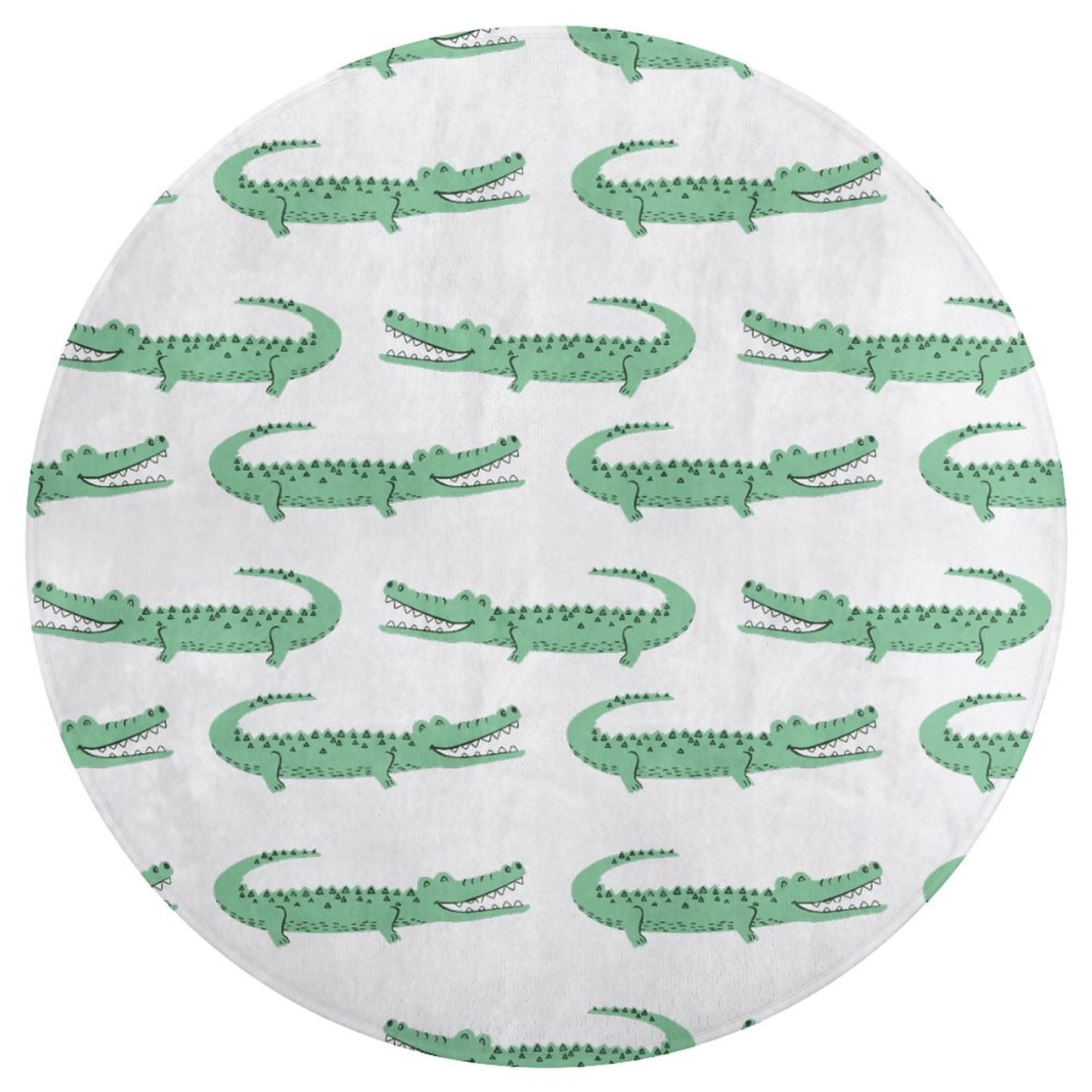 Round Plush Bath Mat- Preppy Crocodile