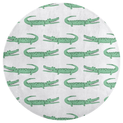 Round Plush Bath Mat- Preppy Crocodile