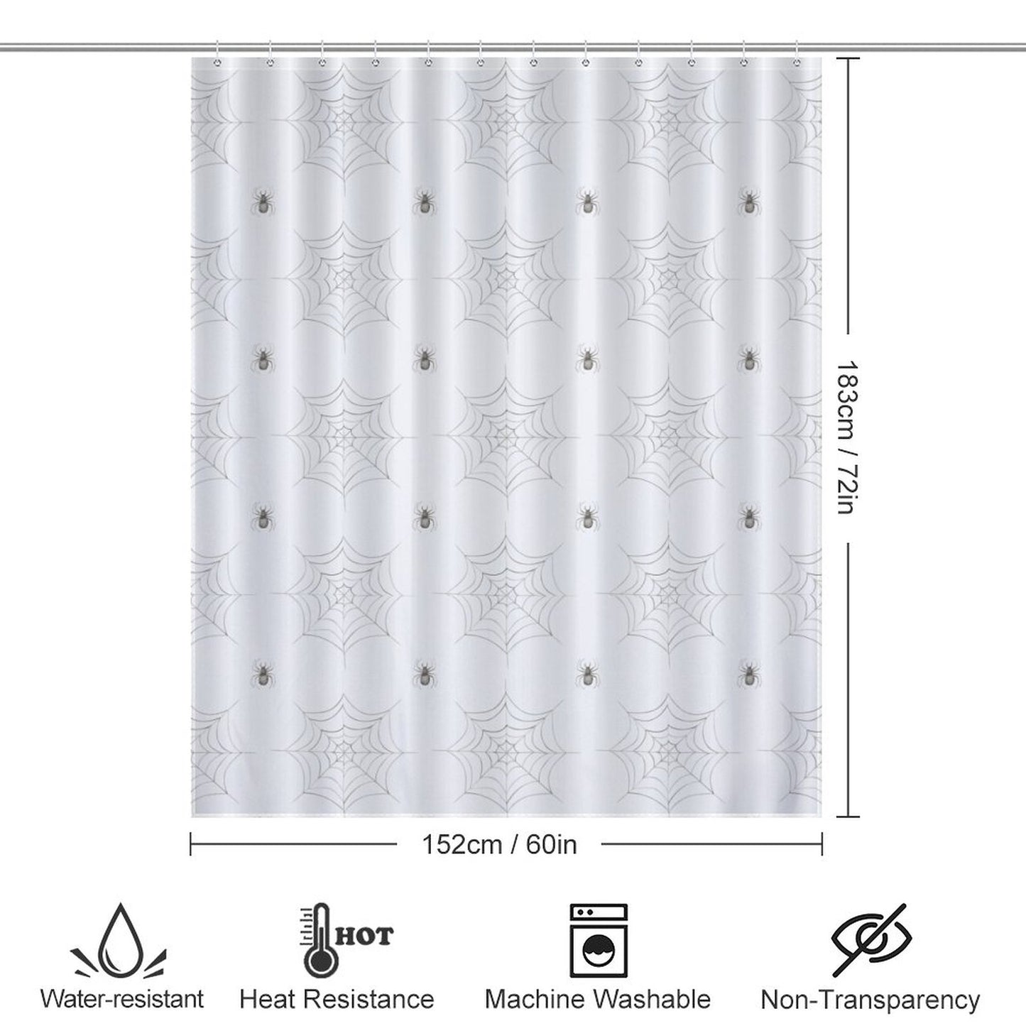 Lightweight Shower Curtain- Watercolor Spider Webs