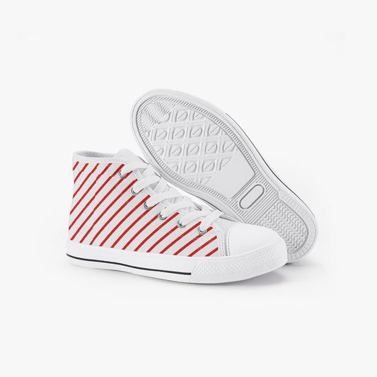 Unisex Candy Cane Stripes  Kid’s High-Top Canvas Shoes