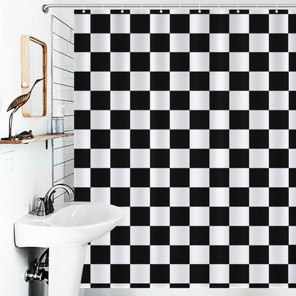 Lightweight Shower Curtain- Black and White Checkerboard