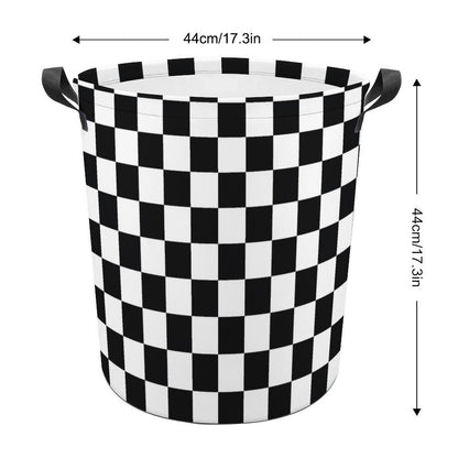 Collapsible Laundry Hamper- Black and White Checkerboard