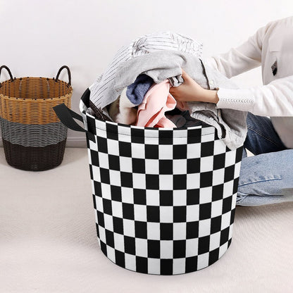 Collapsible Laundry Hamper- Black and White Checkerboard