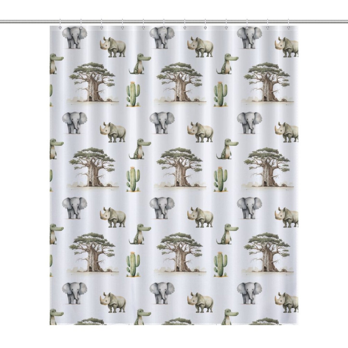 Lightweight Shower Curtain-Watercolor Safari