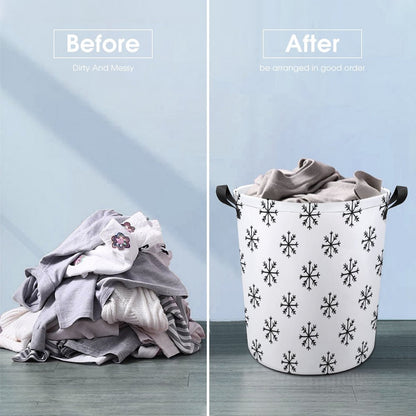 Collapsible Laundry Hamper- Sophisticated Snowflakes