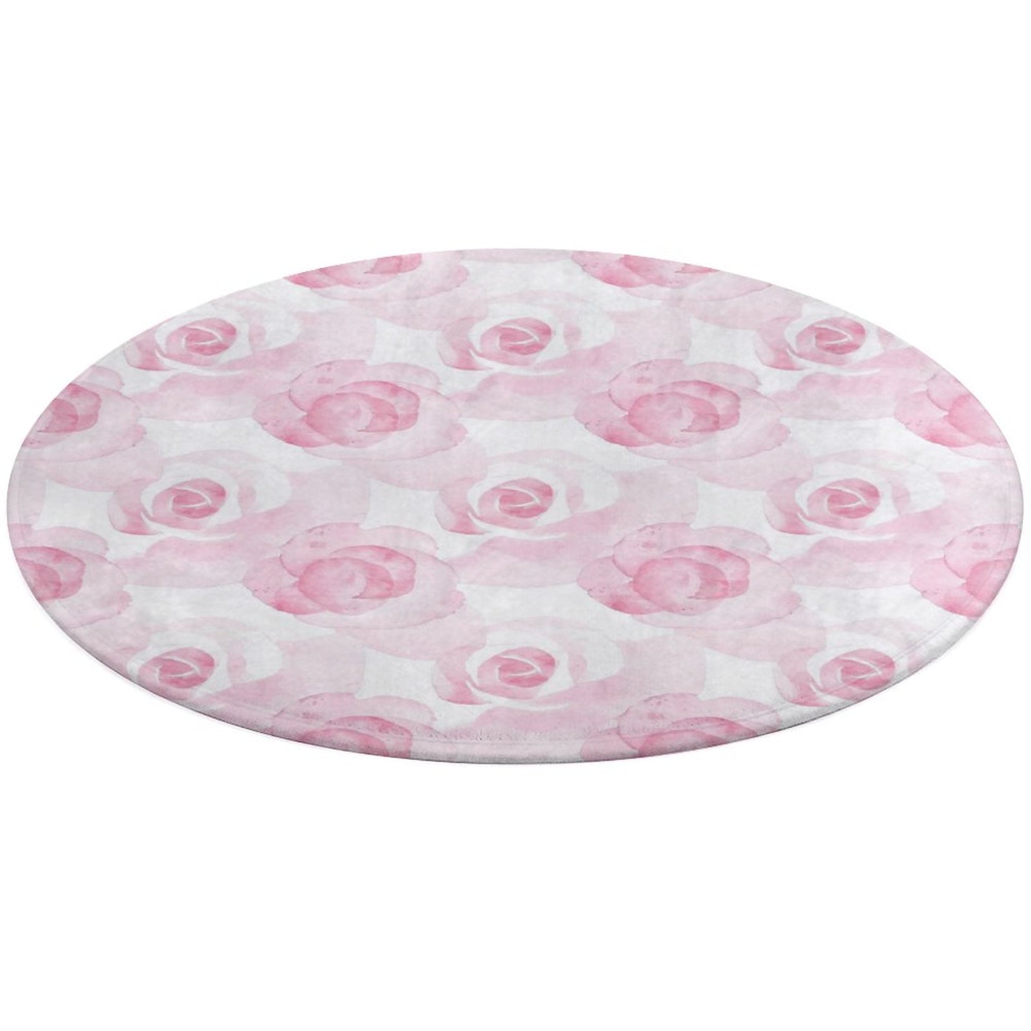 Round Plush Bath Mat- Watercolor Roses