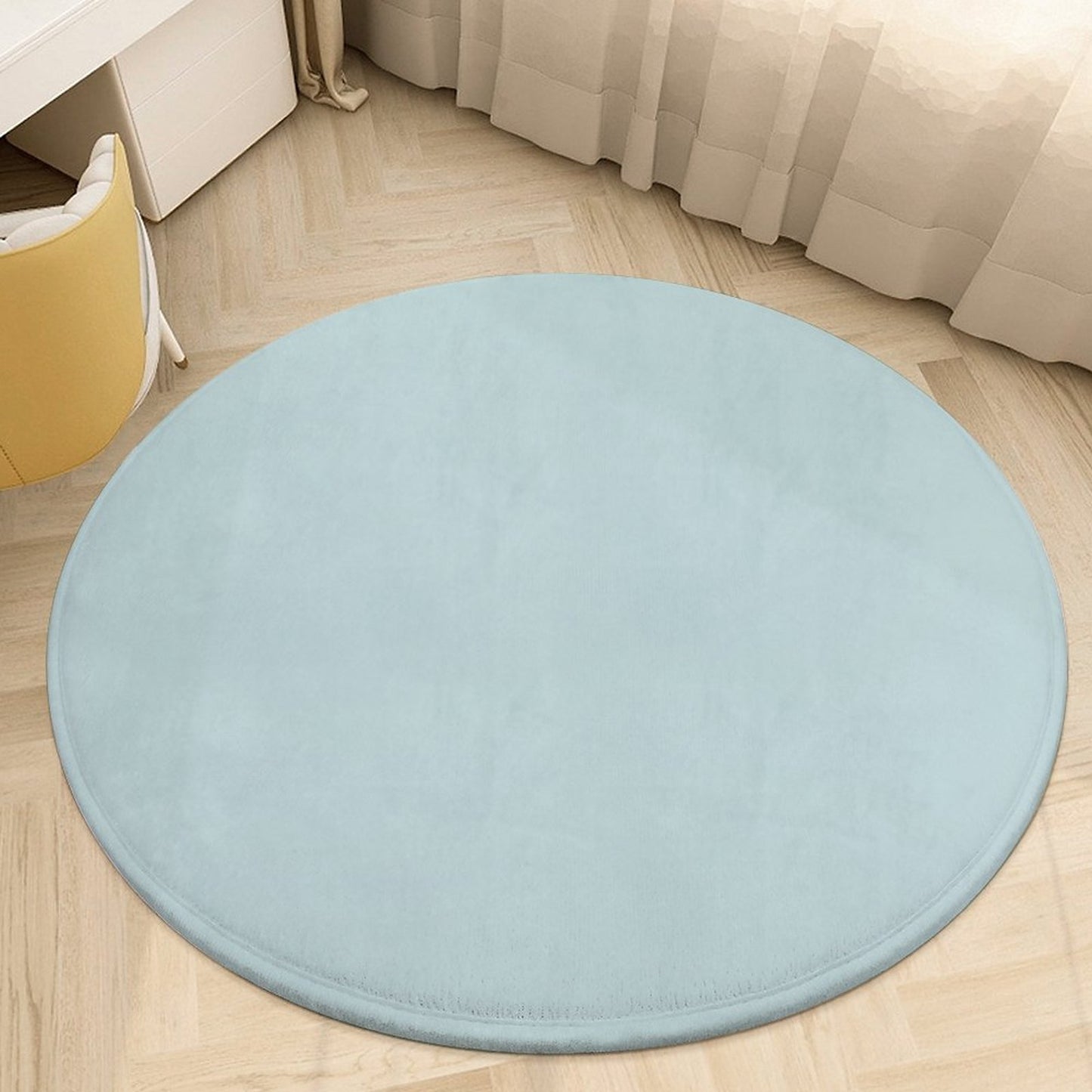 Round Plush Bath Mat- Blue Green