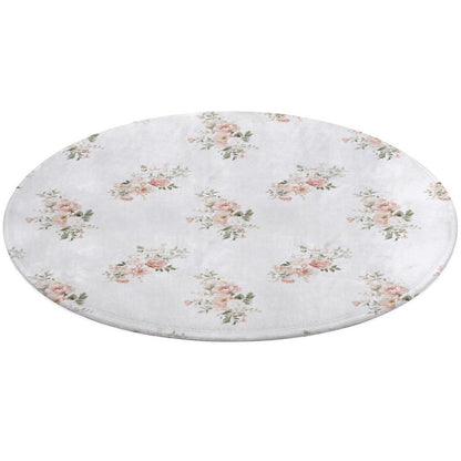 Round Plush Bath Mat- Elegant Coral Floral